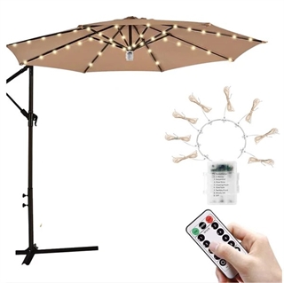 Udendørs lyskæde til parasol - 160 lys - kobberfarvet